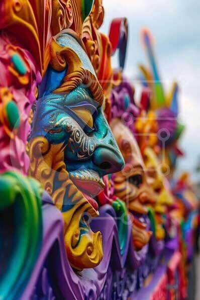 Intra Συλλεκτικό Ξύλινο Παζλ Plywood  4mm - Πολύχρωμες Καλλιτεχνικές Μάσκες Σε Ξύλινο Κουτί - Διαστάσεις Puzzle: 10x10 cm – 25 κομμάτια