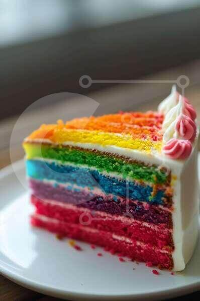 Σετ των 2 Intra Συλλεκτικό Ξύλινο Παζλ Plywood  4mm - Φέτες κέικ ουράνιου τόξου σε λευκό πιάτο Σε Ξύλινο Κουτί - Διαστάσεις: 10x10 cm – 25 κομμάτια