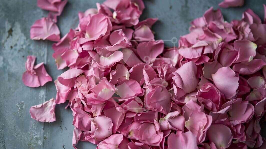 Intra Συλλεκτικό Ξύλινο Παζλ Plywood  4mm - Διάσπαρτα ροζ ροδοπέταλα σε μπλε επιφάνεια Σε Ξύλινο Κουτί - Διαστάσεις Puzzle: 10x10 cm – 25 κομμάτια