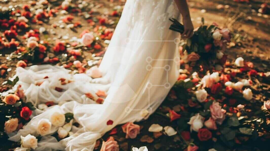 Intra Συλλεκτικό Ξύλινο Παζλ Plywood  4mm - Νύφη που περπατά μέσα από ροδοπέταλα Σε Ξύλινο Κουτί - Διαστάσεις Puzzle: 10x10 cm – 25 κομμάτια