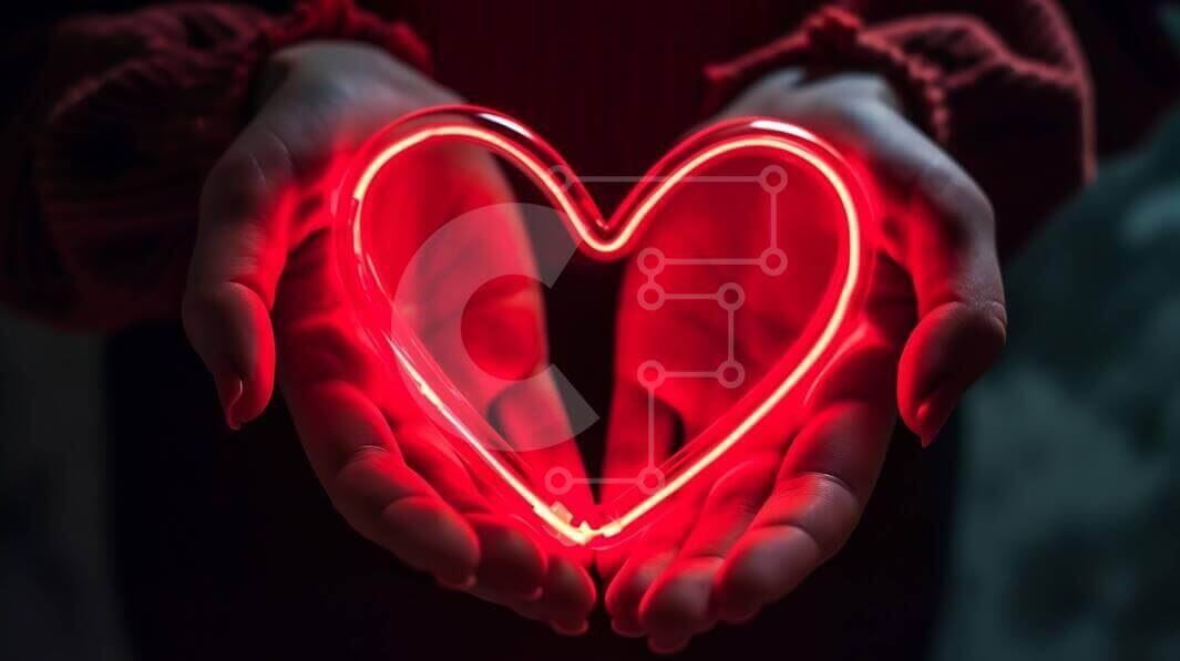 Intra Συλλεκτικό Ξύλινο Παζλ Plywood  4mm - Χέρια που κρατούν μια λαμπερή κόκκινη καρδιά Σε Ξύλινο Κουτί - Διαστάσεις Puzzle: 10x10 cm – 25 κομμάτια