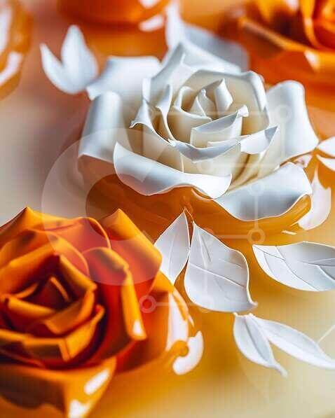 Intra Συλλεκτικό Ξύλινο Παζλ Plywood  4mm - Καλλιτεχνική σύνθεση από πορτοκαλί και λευκά τριαντάφυλλα Σε Ξύλινο Κουτί - Διαστάσεις Puzzle: 10x10 cm – 25 κομμάτια