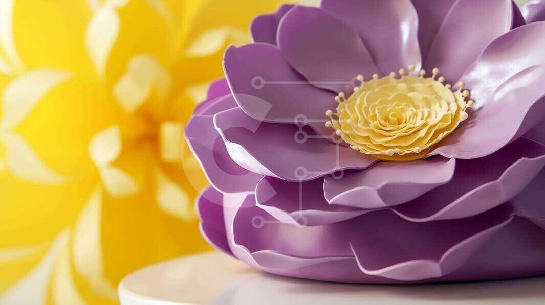 Intra Συλλεκτικό Ξύλινο Παζλ Plywood  4mm - Μωβ γλυπτό λουλουδιών σε λευκό τραπέζι με πορτοκαλί φόντο Σε Ξύλινο Κουτί - Διαστάσεις Puzzle: 10x10 cm – 25 κομμάτια