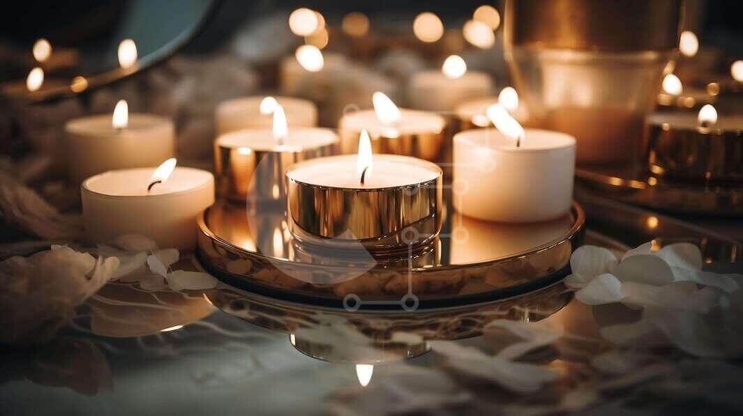 Intra Συλλεκτικό Ξύλινο Παζλ Plywood  4mm - Κομψή σύνθεση κεριών με πέταλα λουλουδιών Σε Ξύλινο Κουτί - Διαστάσεις Puzzle: 10x10 cm – 25 κομμάτια