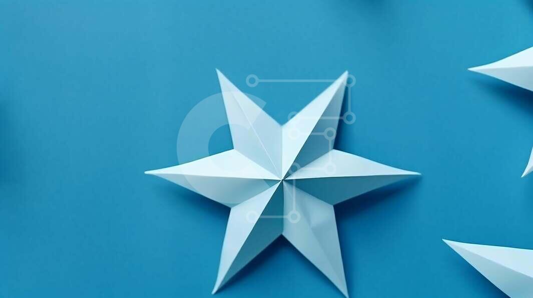 Intra Συλλεκτικό Ξύλινο Παζλ Plywood  4mm - Μπλε χάρτινο αστέρι σε μπλε φόντο Σε Ξύλινο Κουτί - Διαστάσεις: 10x10 cm – 25 κομμάτια