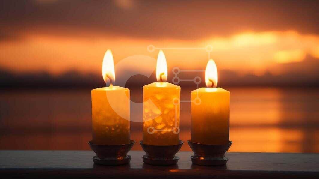 Intra Συλλεκτικό Ξύλινο Παζλ Plywood  4mm - Γαλήνιο ηλιοβασίλεμα με αναμμένα κεριά Σε Ξύλινο Κουτί - Διαστάσεις Puzzle: 10x10 cm – 25 κομμάτια