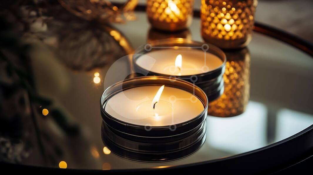 Intra Συλλεκτικό Ξύλινο Παζλ Plywood  4mm - Αναμμένα κεριά σε ανακλαστική επιφάνεια Σε Ξύλινο Κουτί - Διαστάσεις Puzzle: 10x10 cm – 25 κομμάτια