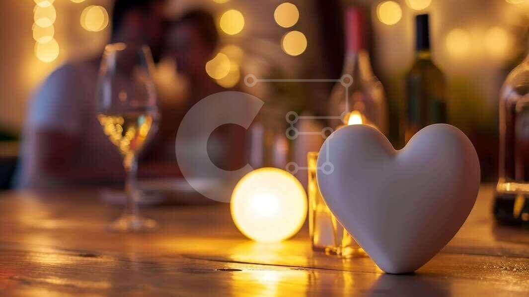 Intra Συλλεκτικό Ξύλινο Παζλ Plywood  4mm - Ρομαντικό δείπνο με διακόσμηση καρδιάς Σε Ξύλινο Κουτί - Διαστάσεις Puzzle: 10x10 cm – 25 κομμάτια