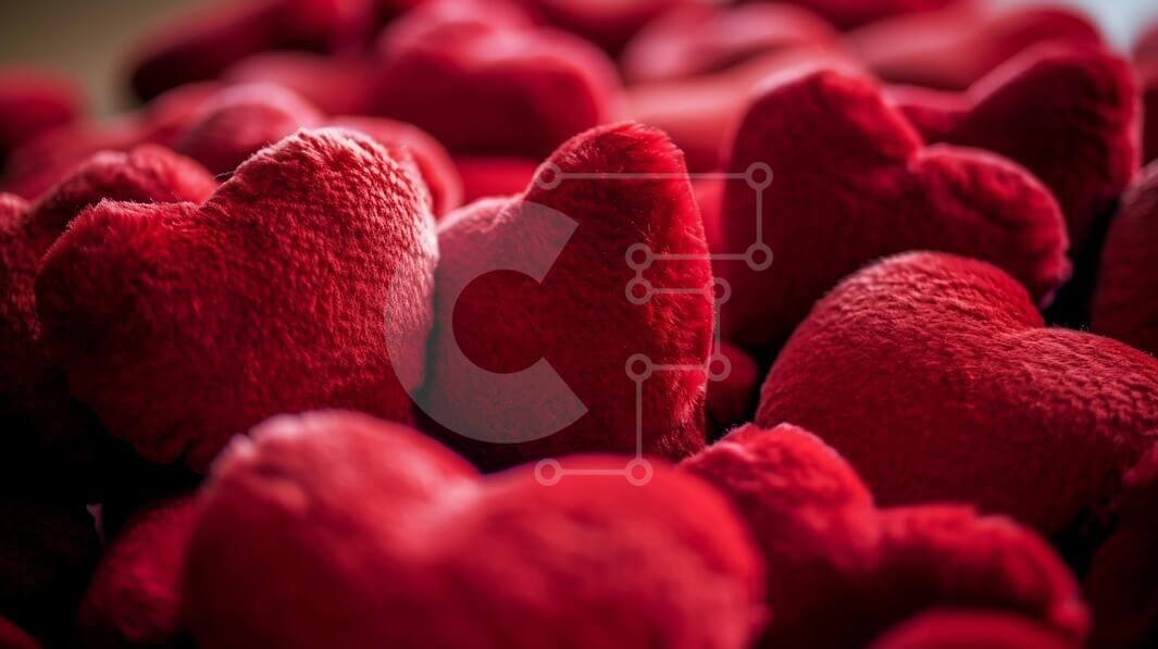 Intra Συλλεκτικό Ξύλινο Παζλ Plywood  4mm - Λούτρινα κόκκινα μαξιλάρια σε σχήμα καρδιάς Σε Ξύλινο Κουτί - Διαστάσεις Puzzle: 10x10 cm – 25 κομμάτια