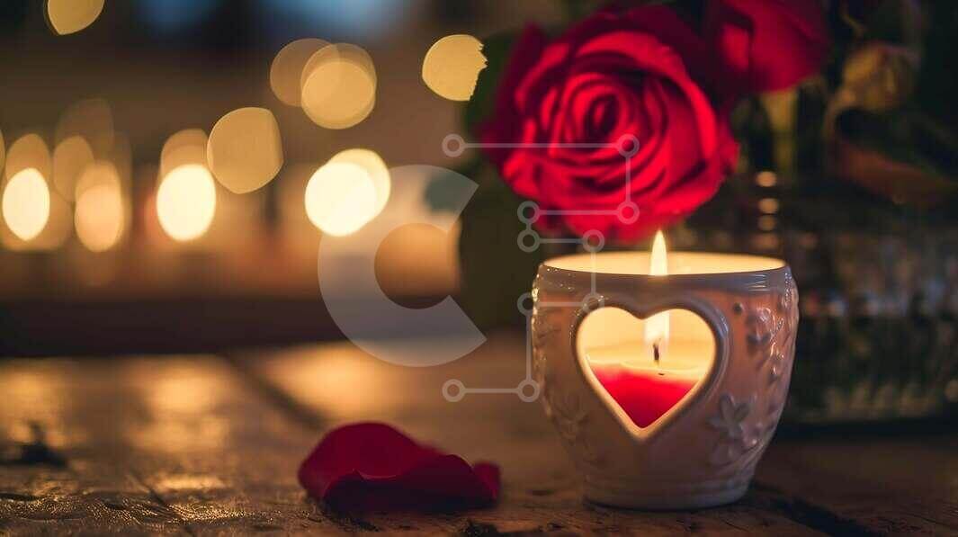 Intra Συλλεκτικό Ξύλινο Παζλ Plywood  4mm - Ρομαντικό κερί και τριαντάφυλλα Σε Ξύλινο Κουτί - Διαστάσεις: 10x10 cm – 25 κομμάτια