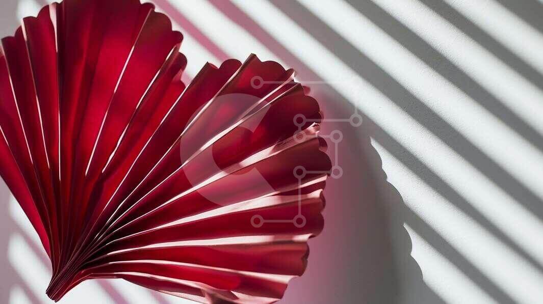 Intra Συλλεκτικό Ξύλινο Παζλ Plywood  4mm - Βεντιλατέρ κόκκινου χαρτιού σε σχήμα καρδιάς με σκιές Σε Ξύλινο Κουτί - Διαστάσεις Puzzle: 10x10 cm – 25 κομμάτια