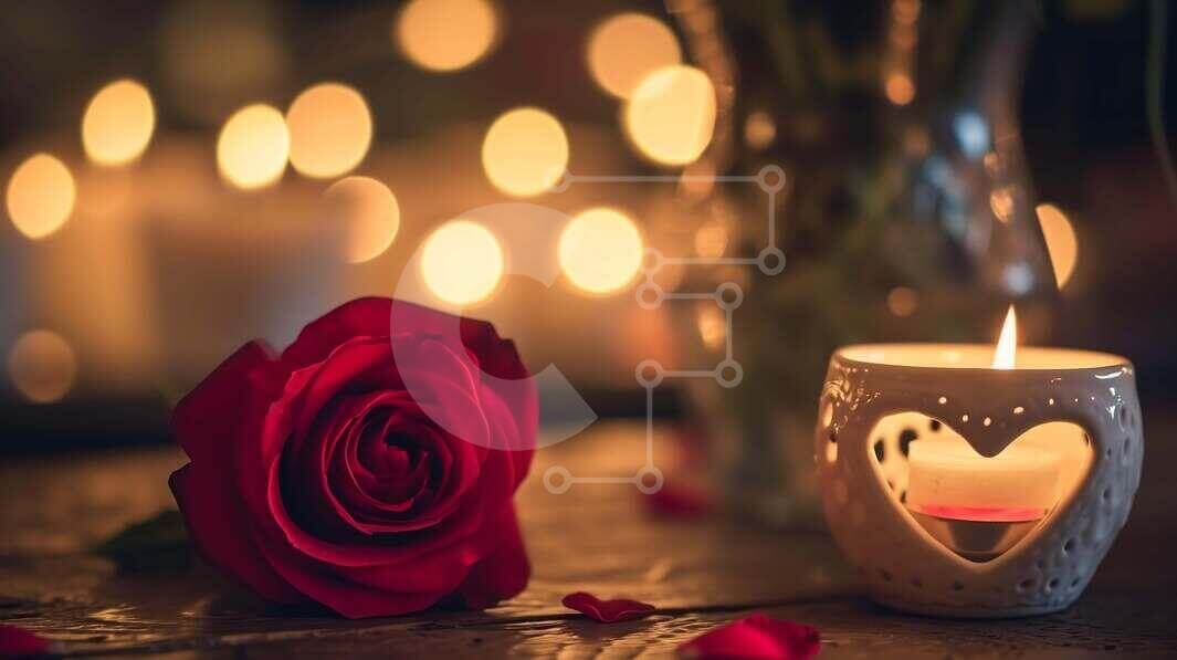 Intra Συλλεκτικό Ξύλινο Παζλ Plywood  4mm - Ρομαντικό σκηνικό με τριαντάφυλλο και κερί Σε Ξύλινο Κουτί - Διαστάσεις: 10x10 cm – 25 κομμάτια