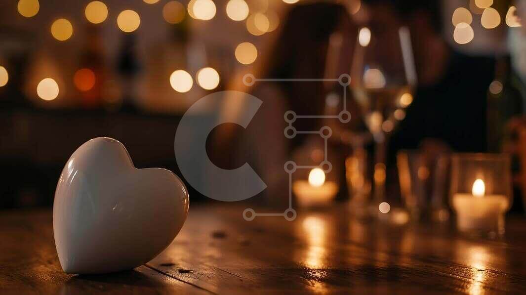 Intra Συλλεκτικό Ξύλινο Παζλ Plywood  4mm - Ρομαντικό Τραπέζι με Διακοσμητικό Καρδιά Σε Ξύλινο Κουτί - Διαστάσεις Puzzle: 10x10 cm – 25 κομμάτια