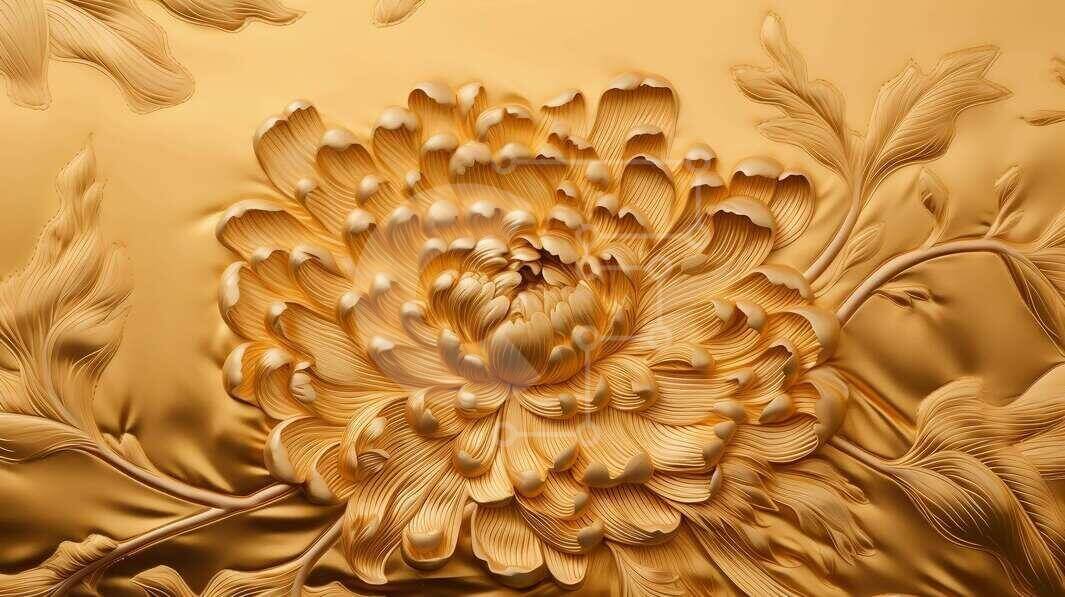 Intra Συλλεκτικό Ξύλινο Παζλ Plywood  4mm - Χρυσό σχέδιο λουλουδιών Σε Ξύλινο Κουτί - Διαστάσεις Puzzle: 10x10 cm – 25 κομμάτια