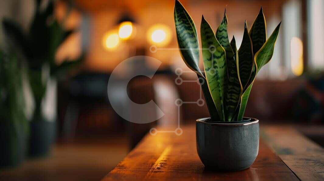 Intra Συλλεκτικό Ξύλινο Παζλ Plywood  4mm - Φυτό σε γλάστρα σε ξύλινο τραπέζι σε άνετο εσωτερικό Σε Ξύλινο Κουτί - Διαστάσεις Puzzle: 10x10 cm – 25 κομμάτια