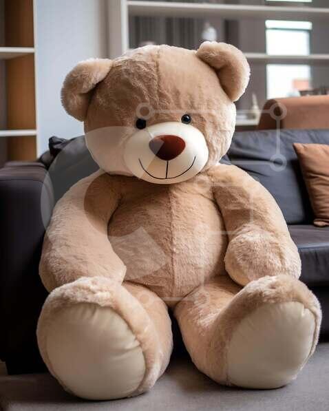 Intra Συλλεκτικό Ξύλινο Παζλ Plywood  4mm - Μεγάλο βελούδινο αρκουδάκι στο άνετο σαλόνι Σε Ξύλινο Κουτί - Διαστάσεις Puzzle: 10x10 cm – 25 κομμάτια