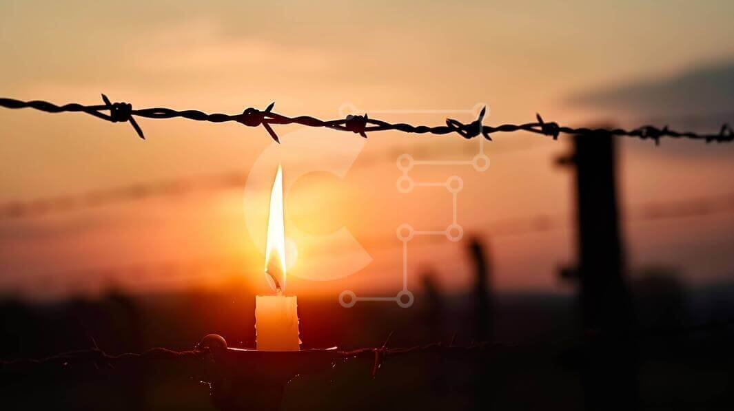 Intra Συλλεκτικό Ξύλινο Παζλ Plywood  4mm - Κερί στο ηλιοβασίλεμα με συρματοπλέγματα Σε Ξύλινο Κουτί - Διαστάσεις Puzzle: 10x10 cm – 25 κομμάτια