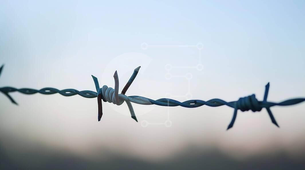 Intra Συλλεκτικό Ξύλινο Παζλ Plywood  4mm - Φράχτη από συρματόπλεγμα ενάντια σε έναν μαλακό ουρανό Σε Ξύλινο Κουτί - Διαστάσεις Puzzle: 10x10 cm – 25 κομμάτια