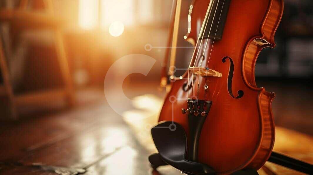 Intra Συλλεκτικό Ξύλινο Παζλ Plywood  4mm - Κομψό βιολί σε ζεστό φως Σε Ξύλινο Κουτί - Διαστάσεις Puzzle: 10x10 cm – 25 κομμάτια