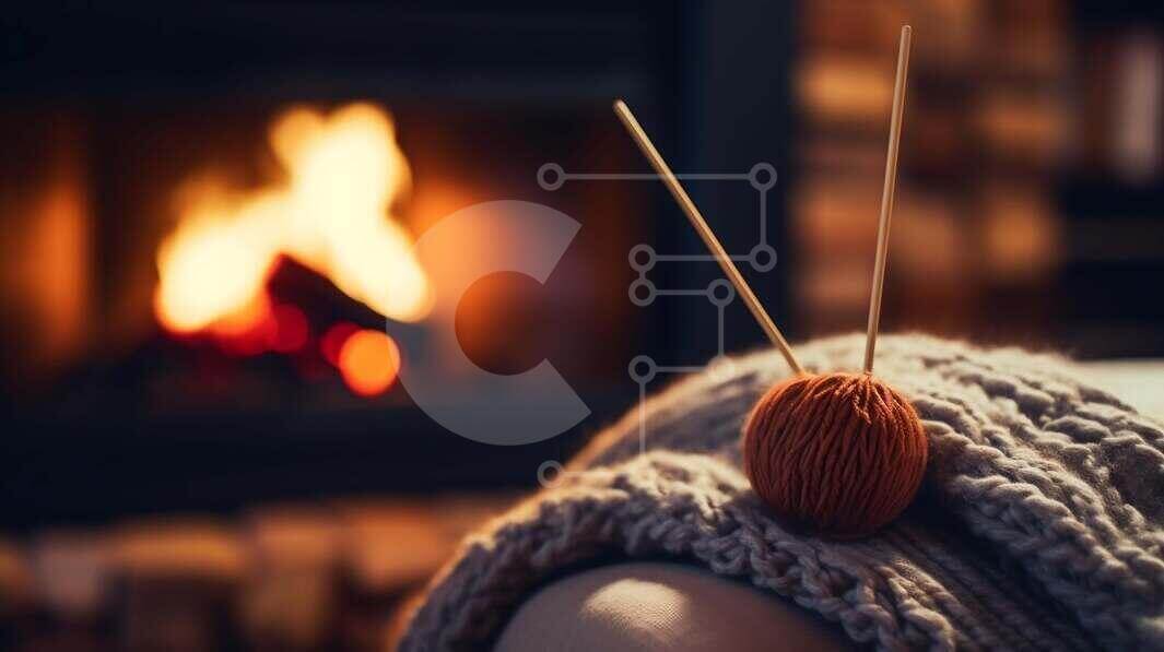 Intra Συλλεκτικό Ξύλινο Παζλ Plywood  4mm - Άνετο σκηνικό εσωτερικού χώρου με είδη πλεξίματος Σε Ξύλινο Κουτί - Διαστάσεις Puzzle: 10x10 cm – 25 κομμάτια