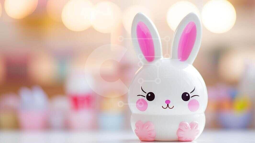 Intra Συλλεκτικό Ξύλινο Παζλ Plywood  4mm - Χαριτωμένο ειδώλιο κουνελιού με φόντο Bokeh Σε Ξύλινο Κουτί - Διαστάσεις: 10x10 cm – 25 κομμάτια