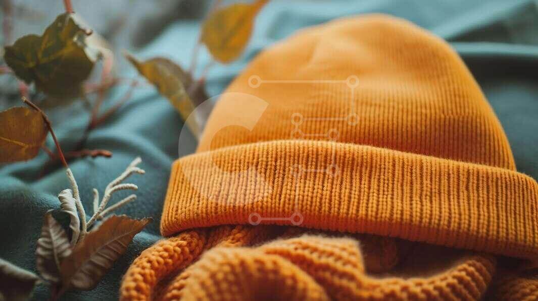 Intra Συλλεκτικό Ξύλινο Παζλ Plywood  4mm - Cozy Orange Beanie σε μαλακό ύφασμα Σε Ξύλινο Κουτί - Διαστάσεις Puzzle: 10x10 cm – 25 κομμάτια