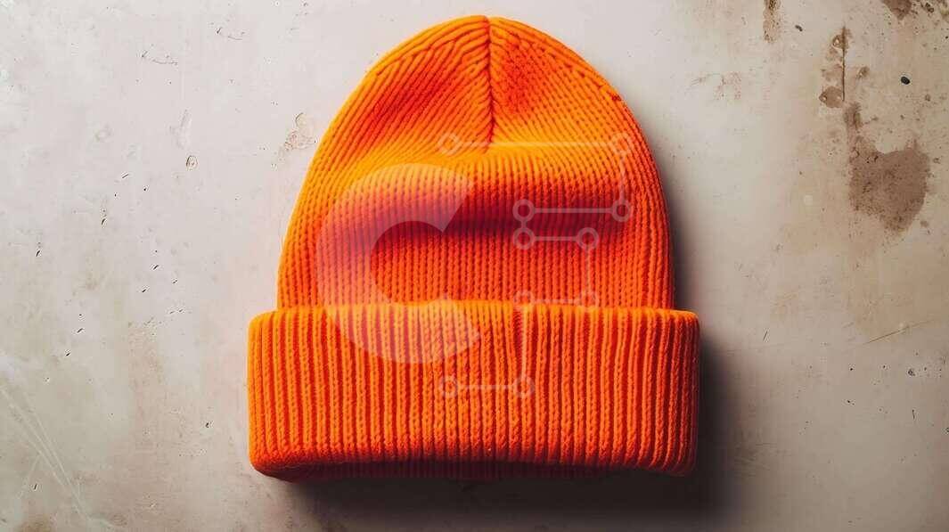 Intra Συλλεκτικό Ξύλινο Παζλ Plywood  4mm - Φωτεινό πορτοκαλί καπέλο Beanie σε ανοιχτόχρωμη επιφάνεια Σε Ξύλινο Κουτί - Διαστάσεις Puzzle: 10x10 cm – 25 κομμάτια