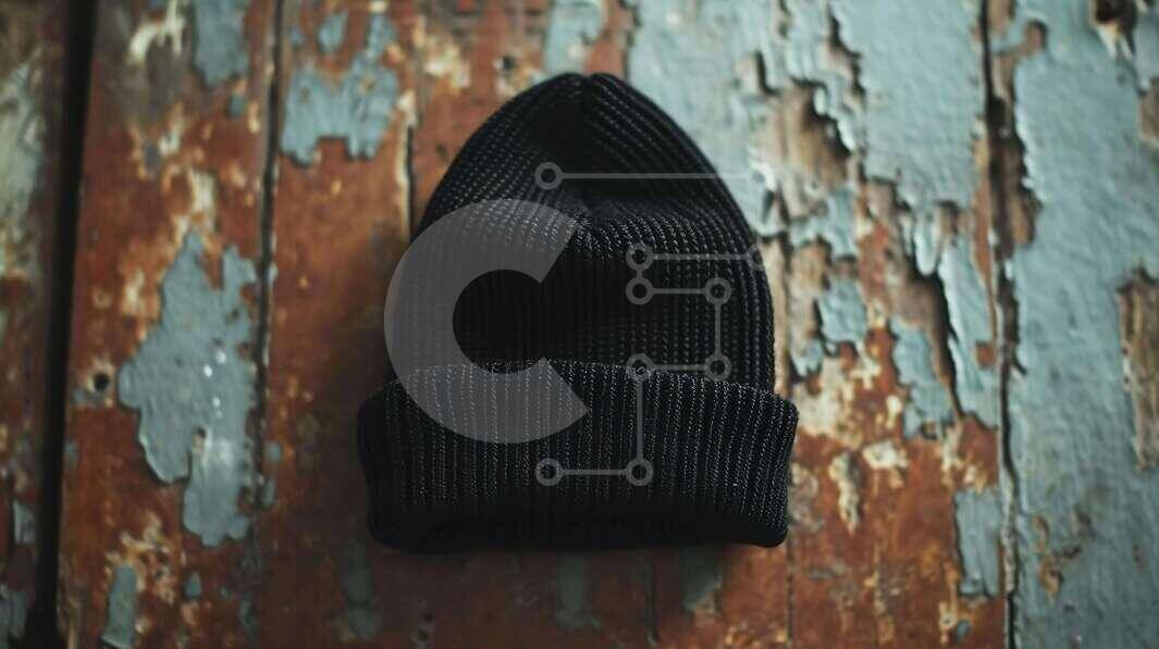 Intra Συλλεκτικό Ξύλινο Παζλ Plywood  4mm - Μαύρο πλεκτό καπέλο Beanie σε Ξύλινη Επιφάνεια Σε Ξύλινο Κουτί - Διαστάσεις Puzzle: 10x10 cm – 25 κομμάτια