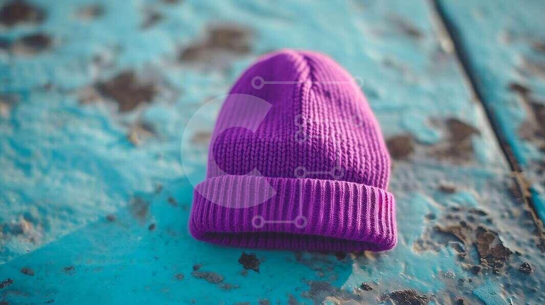 Σετ των 2 Intra Συλλεκτικό Ξύλινο Παζλ Plywood  4mm - Purple Beanie σε τιρκουάζ επιφάνεια Σε Ξύλινο Κουτί - Διαστάσεις: 10x10 cm – 25 κομμάτια