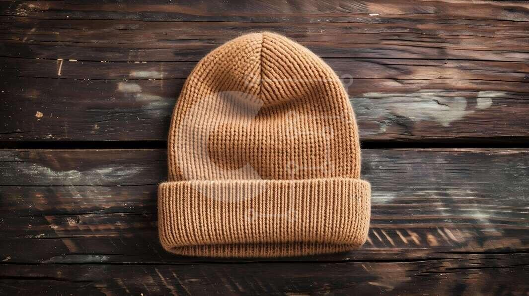 Intra Συλλεκτικό Ξύλινο Παζλ Plywood  4mm - Καφέ Πλεκτό Beanie σε Ξύλινη Επιφάνεια Σε Ξύλινο Κουτί - Διαστάσεις Puzzle: 10x10 cm – 25 κομμάτια