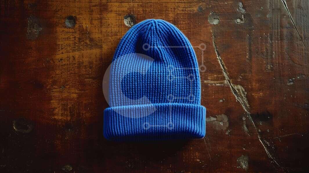 Intra Συλλεκτικό Ξύλινο Παζλ Plywood  4mm - Μπλε πλεκτό φασόλι σε ξύλινο τραπέζι Σε Ξύλινο Κουτί - Διαστάσεις Puzzle: 10x10 cm – 25 κομμάτια