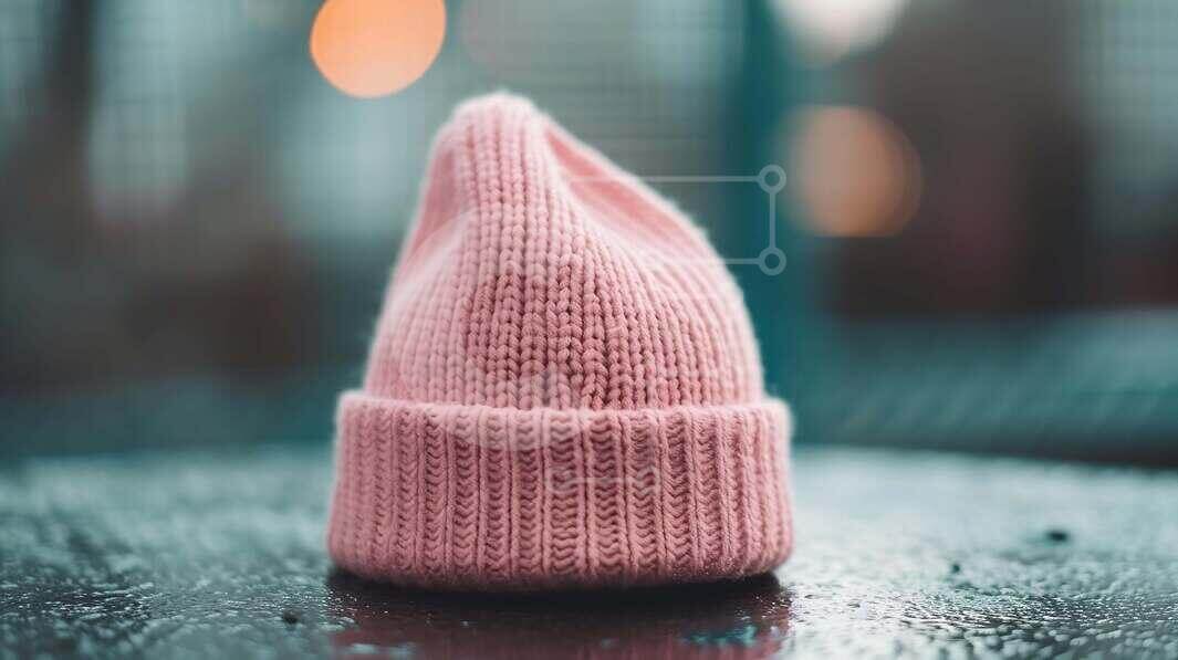 Intra Συλλεκτικό Ξύλινο Παζλ Plywood  4mm - Ροζ Πλεκτό καπέλο Beanie σε υγρή επιφάνεια Σε Ξύλινο Κουτί - Διαστάσεις Puzzle: 10x10 cm – 25 κομμάτια