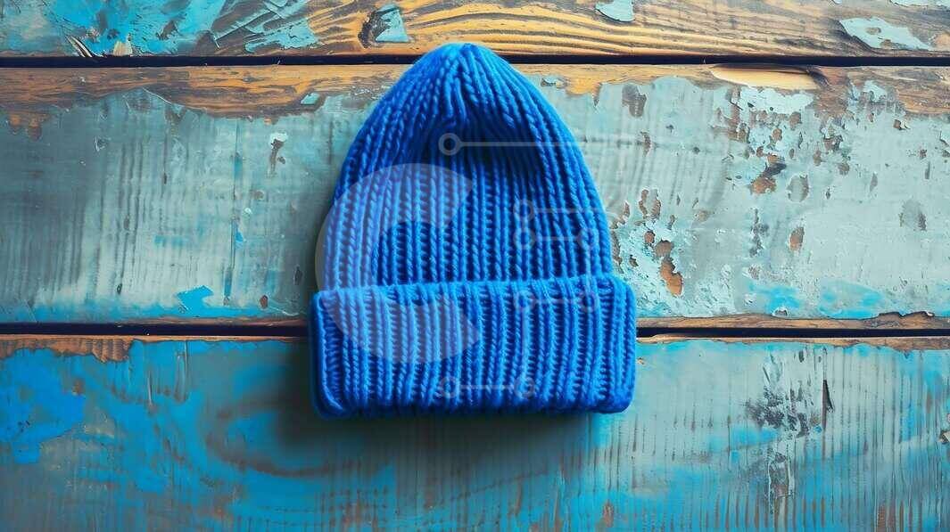 Intra Συλλεκτικό Ξύλινο Παζλ Plywood  4mm - Μπλε πλεκτό φασόλι σε ξύλινη επιφάνεια Σε Ξύλινο Κουτί - Διαστάσεις Puzzle: 10x10 cm – 25 κομμάτια