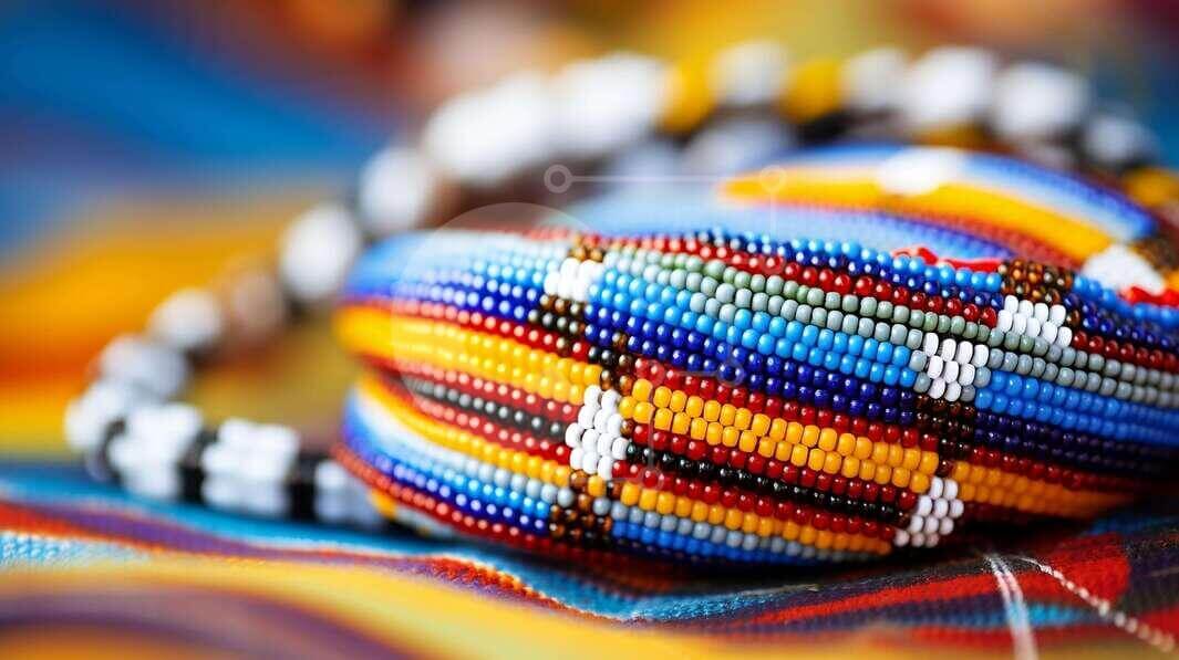 Intra Συλλεκτικό Ξύλινο Παζλ Plywood  4mm - Πολύχρωμο αξεσουάρ με χάντρες σε υφασμάτινο φόντο Σε Ξύλινο Κουτί - Διαστάσεις Puzzle: 10x10 cm – 25 κομμάτια