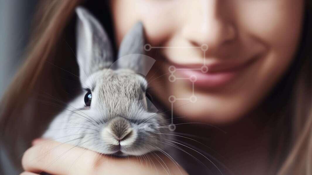 Intra Συλλεκτικό Ξύλινο Παζλ Plywood  4mm - Νεαρή γυναίκα με αξιολάτρευτο κουνέλι Σε Ξύλινο Κουτί - Διαστάσεις: 10x10 cm – 25 κομμάτια