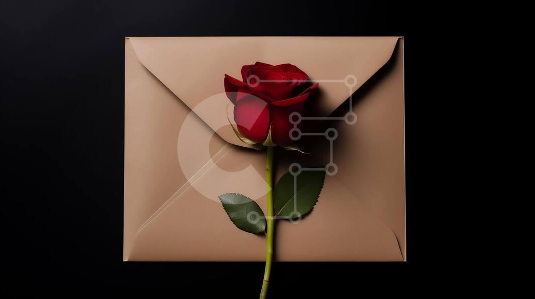 Intra Συλλεκτικό Ξύλινο Παζλ Plywood  4mm - Τριαντάφυλλο και φάκελος σε σκούρο φόντο Σε Ξύλινο Κουτί - Διαστάσεις: 10x10 cm – 25 κομμάτια