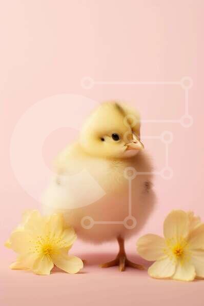 Σετ των 2 Intra Συλλεκτικό Ξύλινο Παζλ Plywood  4mm - Κίτρινο νεοσσό που στέκεται μπροστά από τα λουλούδια Σε Ξύλινο Κουτί - Διαστάσεις: 10x10 cm – 25 κομμάτια