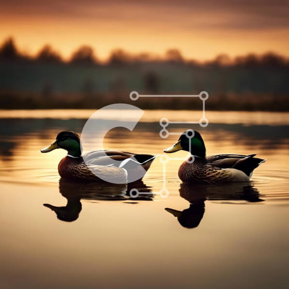 Intra Συλλεκτικό Ξύλινο Παζλ Plywood  4mm - Ήσυχο ηλιοβασίλεμα με πάπιες που κολυμπούν στο νερό Σε Ξύλινο Κουτί - Διαστάσεις: 10x10 cm – 25 κομμάτια