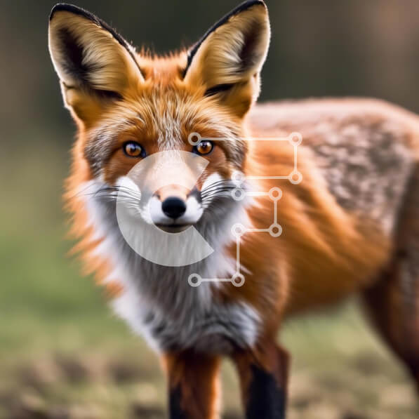 Intra Συλλεκτικό Ξύλινο Παζλ Plywood  4mm - Κοντινό πλάνο της περίεργης πορτοκαλιάς αλεπούς στο γρασίδι Σε Ξύλινο Κουτί - Διαστάσεις: 10x10 cm – 25 κομμάτια