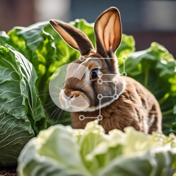 Intra Συλλεκτικό Ξύλινο Παζλ Plywood  4mm - Καφέ κουνέλι που κάθεται ανάμεσα στα φύλλα λάχανου Σε Ξύλινο Κουτί - Διαστάσεις: 10x10 cm – 25 κομμάτια