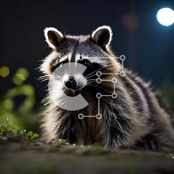 Intra Συλλεκτικό Ξύλινο Παζλ Plywood  4mm - Περίεργο ρακούν μπροστά από την πανσέληνο Σε Ξύλινο Κουτί - Διαστάσεις: 10x10 cm – 25 κομμάτια