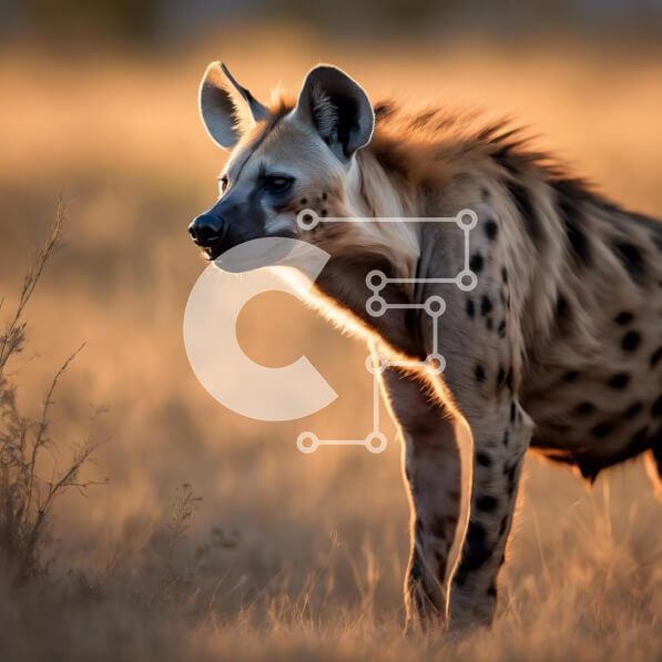 Intra Συλλεκτικό Ξύλινο Παζλ Plywood  4mm - Η περίεργη ύαινα στο γρασίδι κοιτάζοντας ψηλά τον ήλιο Σε Ξύλινο Κουτί - Διαστάσεις: 10x10 cm – 25 κομμάτια