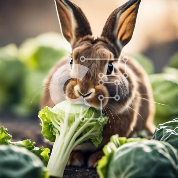 Intra Συλλεκτικό Ξύλινο Παζλ Plywood  4mm - Καφέ κουνέλι που τρώει τα λαχανάκια Βρυξελλών Σε Ξύλινο Κουτί - Διαστάσεις: 10x10 cm – 25 κομμάτια