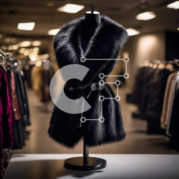 Σετ των 2 Intra Συλλεκτικό Ξύλινο Παζλ Plywood  4mm - Κομψό μανεκέν μαύρο γούνινο παλτό στο κατάστημα μόδας Σε Ξύλινο Κουτί - Διαστάσεις: 10x10 cm – 25 κομμάτια