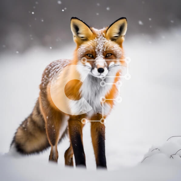 Intra Συλλεκτικό Ξύλινο Παζλ Plywood  4mm - Κόκκινη αλεπού στο χιονισμένο τοπίο Σε Ξύλινο Κουτί - Διαστάσεις: 10x10 cm – 25 κομμάτια