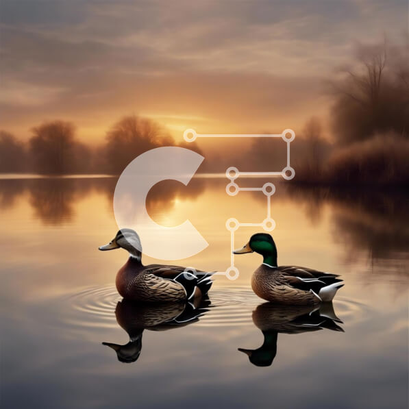 Intra Συλλεκτικό Ξύλινο Παζλ Plywood  4mm - Δύο πάπιες που κολυμπούν σε μια λίμνη στο ηλιοβασίλεμα Σε Ξύλινο Κουτί - Διαστάσεις: 10x10 cm – 25 κομμάτια