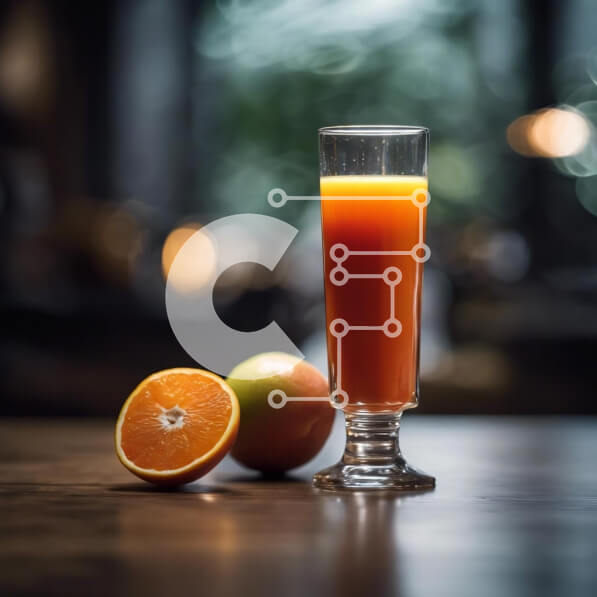 Σετ των 2 Intra Συλλεκτικό Ξύλινο Παζλ Plywood  4mm - Ποτήρι χυμό πορτοκαλιού και πορτοκάλια σε ξύλινο τραπέζι Σε Ξύλινο Κουτί - Διαστάσεις: 10x10 cm – 25 κομμάτια