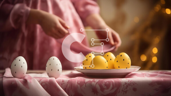 Intra Συλλεκτικό Ξύλινο Παζλ Plywood  4mm - Γυναίκα που κρατά ένα πασχαλινό πιάτο με τα κίτρινα αυγά Σε Ξύλινο Κουτί - Διαστάσεις: 10x10 cm – 25 κομμάτια