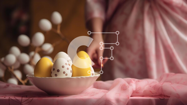 Intra Συλλεκτικό Ξύλινο Παζλ Plywood  4mm - Λευκό μπολ με κίτρινα και λευκά πασχαλινά αυγά και κλαδιά ευκαλύπτου Σε Ξύλινο Κουτί - Διαστάσεις: 10x10 cm – 25 κομμάτια