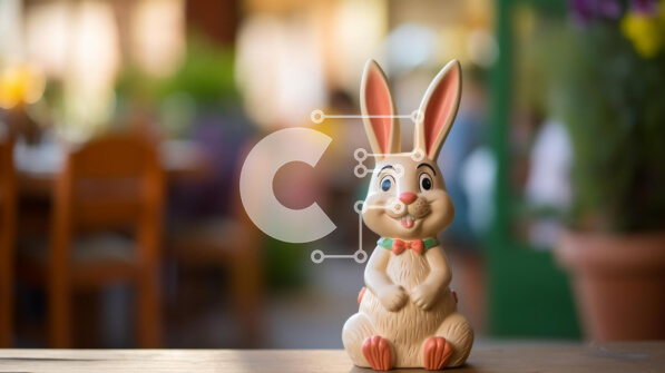 Intra Συλλεκτικό Ξύλινο Παζλ Plywood  4mm - Ειδώλιο λαγουδάκι του Πάσχα σε τραπέζι εξωτερικού χώρου με φυτά και λουλούδια σε γλάστρες Σε Ξύλινο Κουτί - Διαστάσεις: 10x10 cm – 25 κομμάτια